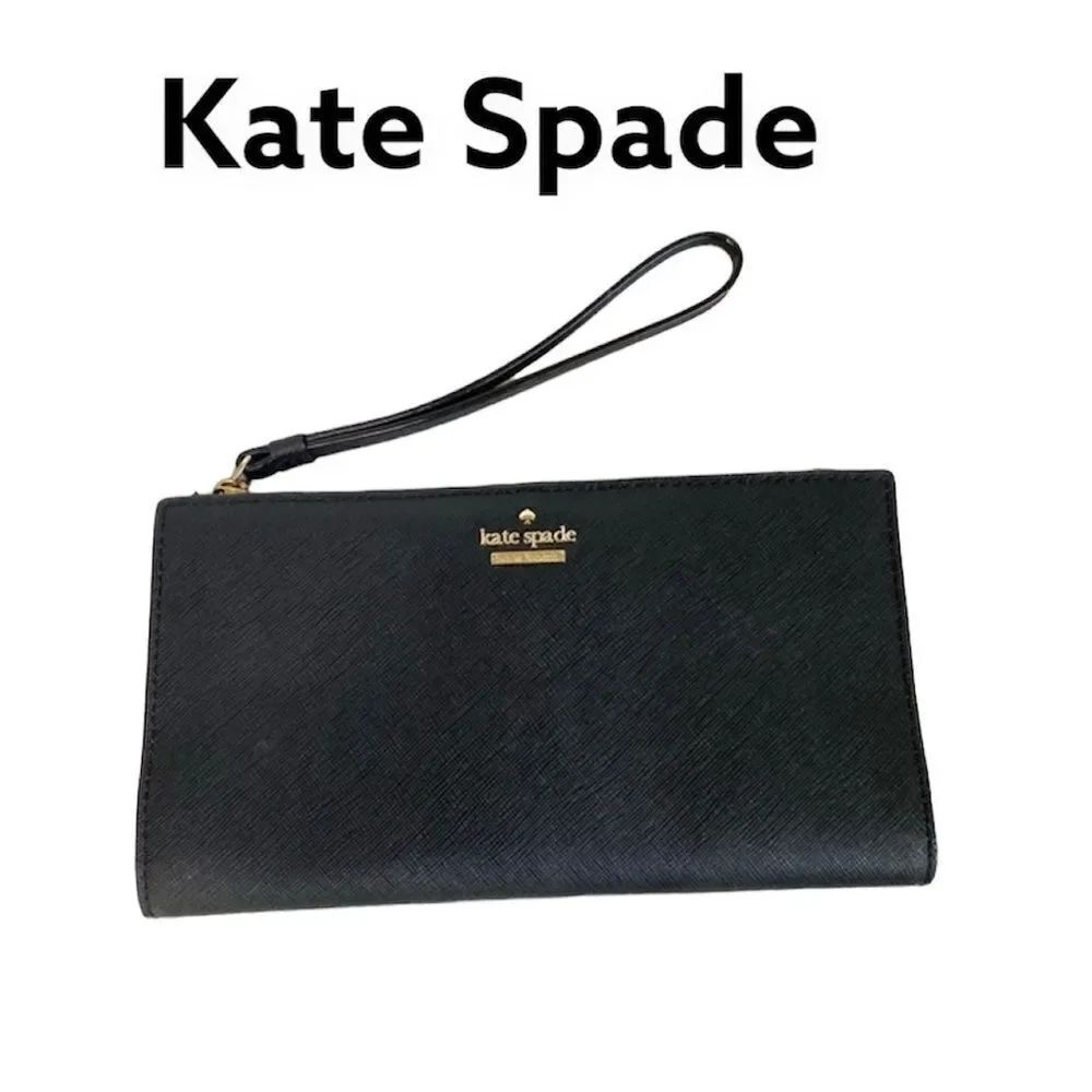 Kate Spade Black Cow Leather Snap Wallet Wristlet